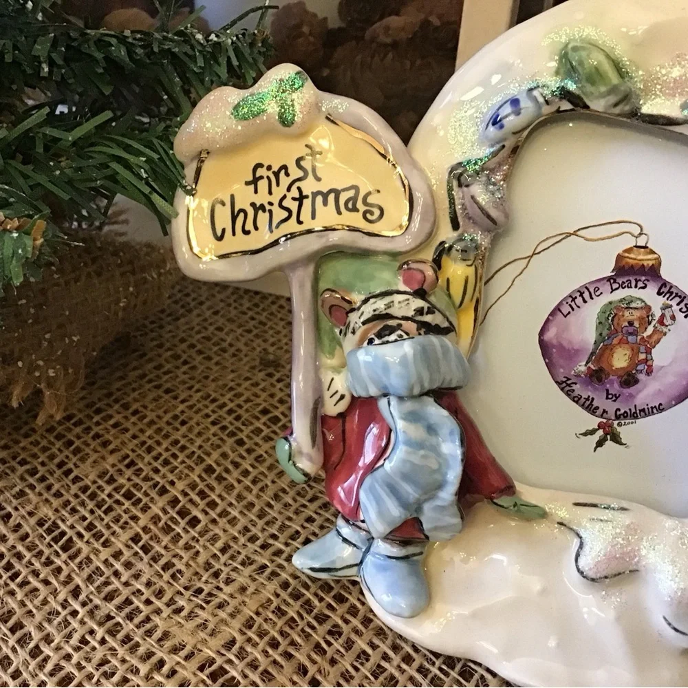 Vintage 2001 Blue Sky signed Heather Goldminc First Christmas picture fr…